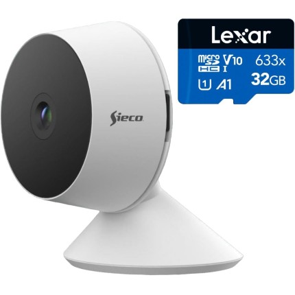 Câmera de Segurança Wi-Fi S30, 1080p Full HD, Áudio Bidirecional, Detecção de Movimento, com Cartão Lexar 32GB Classe 10, Monitoramento Remoto