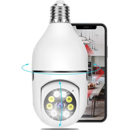 Câmera de segurança doméstica, 1080P HD wi-fi Lâmpada Inteligente Câmera de Segurança câmera ip 360 graus fisheye lâmpada câmera Base E27 com Visão Noturna bidirecional Rastreamento Automático YOOsee