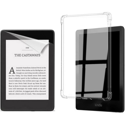 Capa Transparente para Kindle Paperwhite 12/2024 + Película Protetora SA568B/SA569P Signature Tela 7