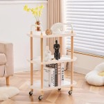 Carrinho Organizador Vertical Multiuso com 3 Prateleira e Rodinhas - Estante Auxiliar Ideal Para Cozinha, Banheiro, Lavandeira - Cor Branco - Imagem 2