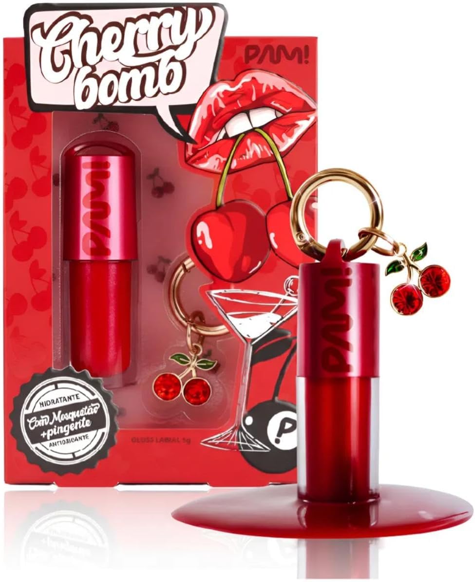 Cherry-Bomb-Gloss-Labial-Vinilico-Vermelho-com-Pingente-Exclusivo-Brilho.jpg Cherry Bomb Gloss Labial Vinílico Vermelho com Pingente Exclusivo, Brilho Hidratante. Novidade PAM BY PAMELLA