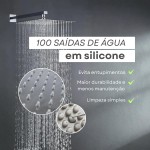 Chuveiro Ducha Para Interna e Externa em Aço inox 304 20x20 Alta Pressão Para Piscina banheiro Jardim Ducha Design Moderno Resistente e Sofisticado Anticorrosivo (Prata) - Imagem 2