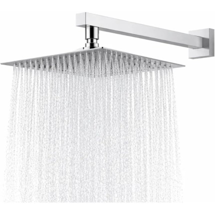 Chuveiro Ducha Para Interna e Externa em Aço inox 304 20x20 Alta Pressão Para Piscina banheiro Jardim Ducha Design Moderno Resistente e Sofisticado Anticorrosivo (Prata)