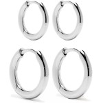 Conjunto Brinco Argola Feminina Primeiro e Segundo Furo em Aço inoxidável 316l Antialérgico Cor Dourado ou Prata