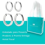 Conjunto Brinco Argola Feminina Primeiro e Segundo Furo em Aço inoxidável 316l Antialérgico Cor Dourado ou Prata - Imagem 2