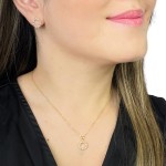 Conjunto Colar E Brinco Feminino Folheado A Ouro 18k Pingente Redondo Cravejado Elegante Perfeito Para Presente - Imagem 2
