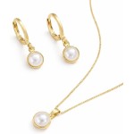 Conjunto Colar e Brinco Folheado a Ouro 18K Perola