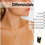 Conjunto Colar e Brinco Gota Pedras de Zircônias Semi Joias Banhado Ouro 18k - Imagem 2