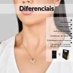 Conjunto Colar e Brinco de Borboleta com Pedras de Zircônias Semi Joias Banhado Ouro 18k Presente Mãe Esposa Namorada - Imagem 2