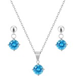 Conjunto Feminino Colar E Brinco Aço Inox Ponto De Luz Branco Azul Vermelho Para Presente