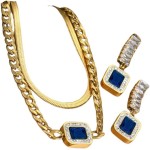 Conjunto Feminino "Sapphire" – Colar e Brincos em Aço Cirúrgico 316L com Zircônias – Antialérgico e Durável – Design Sofisticado para Mulheres Elegantes – Acompanha Bolsa de Veludo