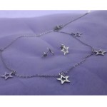 Conjunto Feminino de Colar Choker e Brinco em Aço Inox de estrela – Hipoalergênico - Presente para adolescente menina - Imagem 2