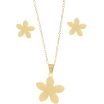 Conjunto Feminino de Colar e Brinco em Aço Inox de flor– Hipoalergênico - Presente para menina adolescente