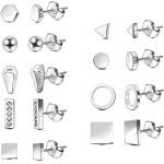 Conjunto de 9 pares/conjunto simples vintage geométrico de cristal brincos punk de liga de ouro moderno / prata brincos femininos casuais joias acessórios presente tamanho único, normal, Aço - Imagem 2