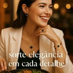 Conjunto de Joias Femininas Trevo da Sorte 18K — Colar, Brincos, Anel Ajustável e Pulseira em Aço Inoxidável - Imagem 2