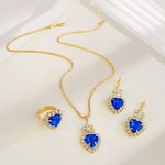 Conjunto de brincos femininos com pingente de coração, conjunto de joias leves para mulheres - Imagem 2