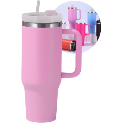 Copo Térmico com Tampa 1200 Ml Caneca Garrafa Térmica Com Canudo - Inox Parede Dupla (Lilás)