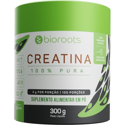 Creatina 100% Pura Monohidratada 300g - Bioroots - Músculos e Energia