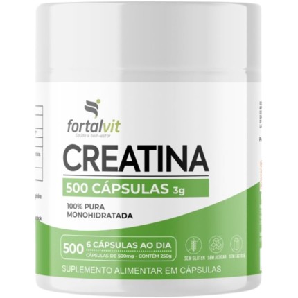 Creatina 500 Cápsulas,100% Pura - Creatine Monohydrate 250g, Fortalvit