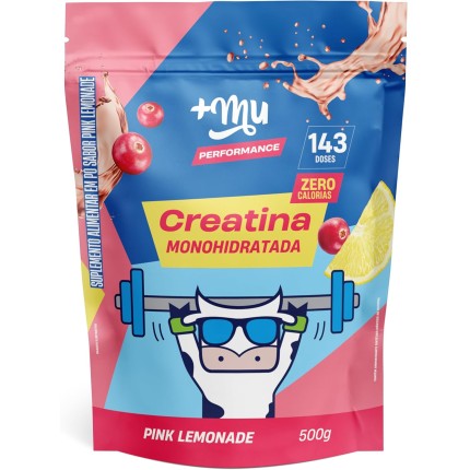 Creatina, Mais Mu, Sabor Pink Lemonade, 100% Pura, Mais Força e Desempenho – 500g