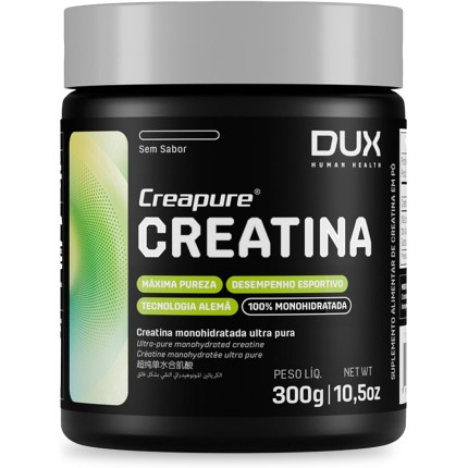 Creatina Monohidratada 100% Creapure Sem Sabor Pote 300g - Suplementação Academia, Ganho Muscular Hipertrofia, Força Energia Resistência, Suplementos Naturais - DUX HUMAN HEALTH