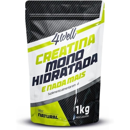Creatina Monohidratada 1Kg Sabor Natural com Laudo - 4well