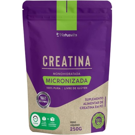 Creatina Pura 250g com Laudo. Monohidratada e Micronizada à 180 mícrons