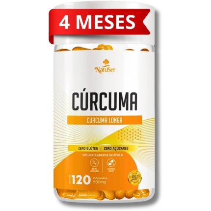 Cúrcuma Longa Premium 120 Cápsulas 500mg [LONGA DURAÇÃO DE 4 MESES]