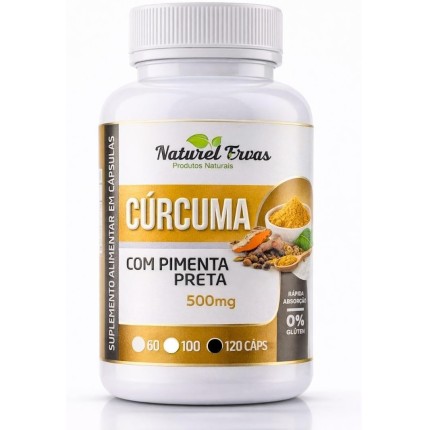 Cúrcuma Premium com Pimenta ​Ν​е​g​r​а 500mg 120 Cápsulas