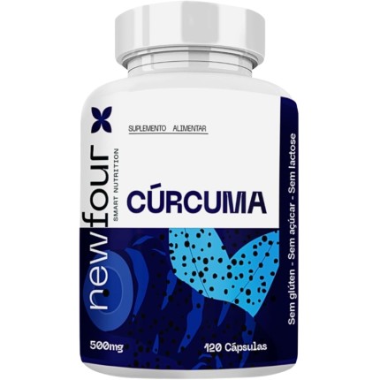 Cúrcuma com Pimenta Preta NewFour 500mg – Suplemento Alimentar com Curcumina e Piperina – 120 Cápsulas – Sem Glúten – Uso Diário para Bem-Estar e Conforto