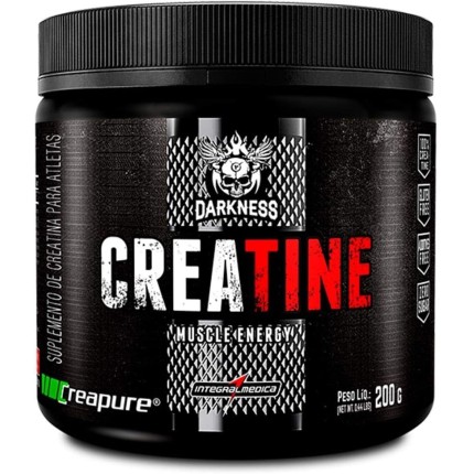 Darkness - Creatina 100% Pura Creapure - Creatina em Pó - Suplementação Alimentar Sem Glúten e Sem Açúcar, Energia e Ganho Muscular, Sem Sabor - 200g