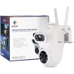 EKAZA Câmera de Segurança Externa Inteligente Nuvem Dual Dome, WiFi, IP65, H 310°/ V 140°, Compatível com Amazon Alexa e Google Assistant - EKJS-T3169