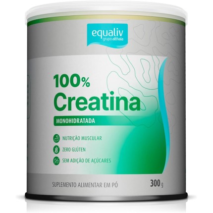 EQUALIV 100% Creatina Monohidratada - Suplemento Alimentar em Pó - Nutrição Muscular - Vegana, Sem Glúten, Sem Açúcares e Adoçantes Artificiais - Lata 300g