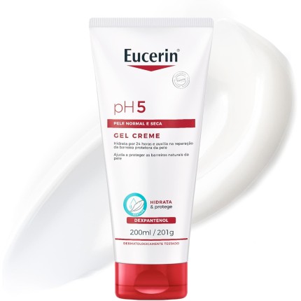 EUCERIN Gel Creme Hidratante Corporal pH5 200ml, Textura Ultraleve, Dexpantenol, Hidratação Diária, Pele Sensível e Seca