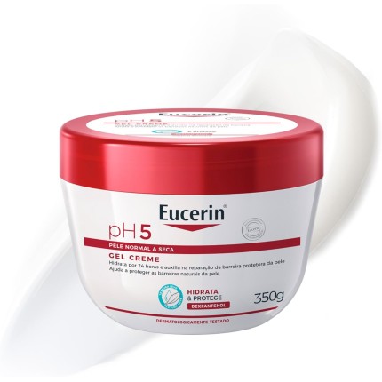 EUCERIN Gel Creme Hidratante Corporal pH5 350ml, Textura Ultraleve, Dexpantenol, Hidratação Diária, Pele Sensível e Seca