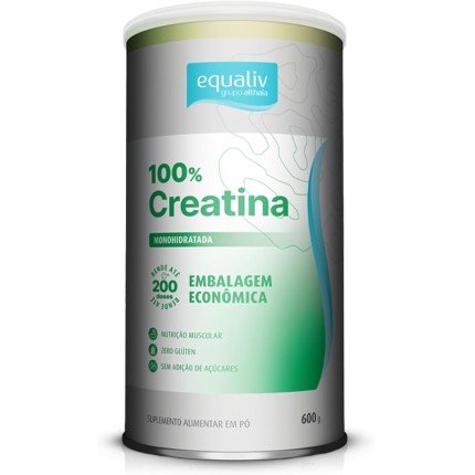 Equaliv Creatina 600g – Creatina Monoidratada Sem Sabor em Pó, Alta Pureza e Rendimento de Até 200 Porções
