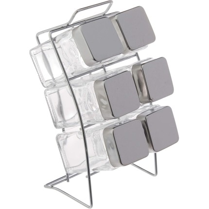 Euro Home - Porta Condimentos Square com Suporte, 6 Peças - VDR1273