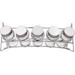 Euro Home - Porta Condimentos de Vidro Redondo Transparente com Suporte 5 peças - VDR0412