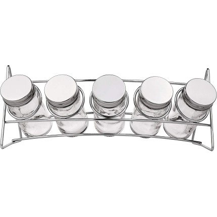 Euro Home - Porta Condimentos de Vidro Redondo Transparente com Suporte 5 peças - VDR0412