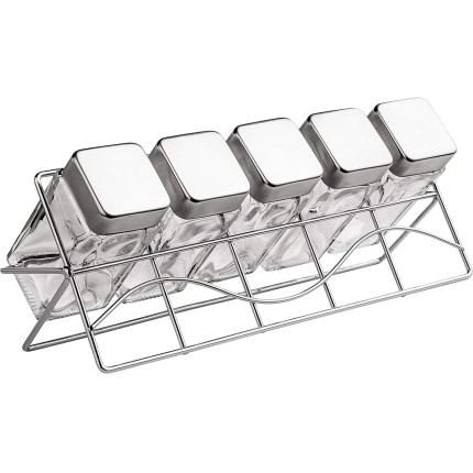 Euro Home - Porta Condimentos de Vidro com Suporte 6 Peças - VDR0429
