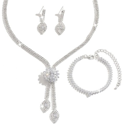FLORA Conjunto de brincos colar e pulseira conjunto de brincos colar e pulseira com estampa floral conjunto de colar retrô feminino