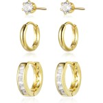 FLORA KIT BRINCO METAL COM 3 PARES SORTIDOS/ARGOLA BRINCOS FEMININOS DOURADO