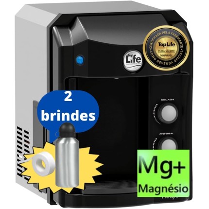 Filtro Purificador Água Gelada e Natural Super Alcalina Ionizada e com Ozônio adição sais minerais e Magnésio Mg+ (220, Preto)