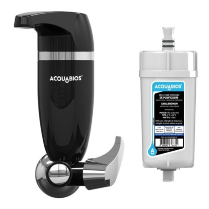 Filtro Purificador de Água Premium Acquabios para Parede, Preto, com Refil Extra