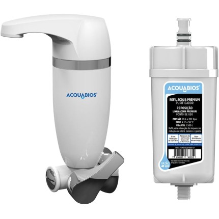 Filtro Purificador de ?gua Acqua Premium Single 1/4 de Volta de Parede + 1 Refil (Branco)