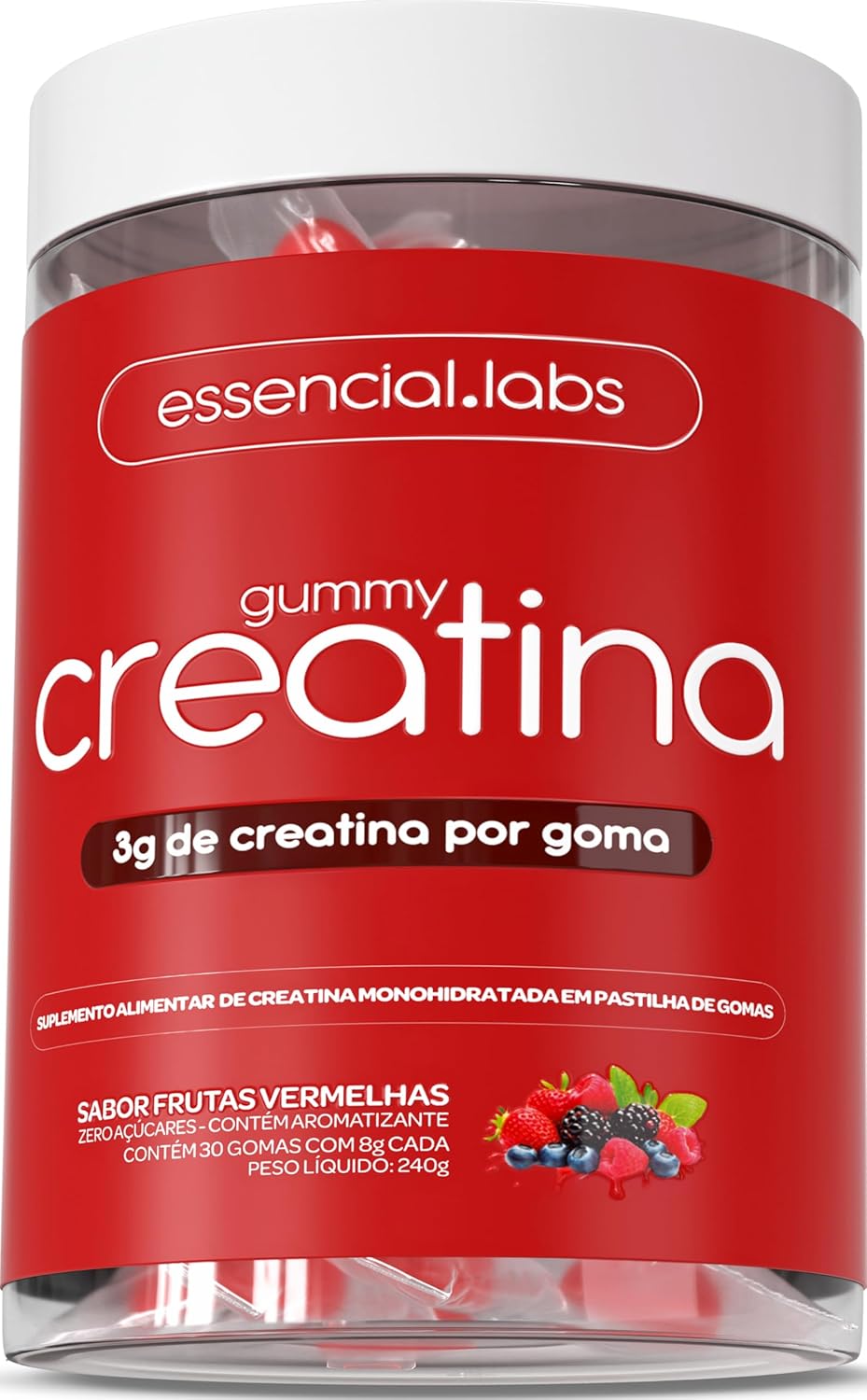 GUMMY-de-CREATINA-PURA-com-3g-de-Creatina-por-Gummy.jpg GUMMY de CREATINA PURA com 3g de Creatina por Gummy - 30 Doses - Sabor Frutas Vermelhas