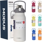 Garrafa Térmica 1700ml - Duplamente Isolada a Vácuo, Canudo e Base Emborrachada Anti Derrapante, Mantém Bebidas Quentes por 12 Horas e Geladas por 24 Horas (Branco)