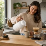 Garrafa Térmica 1L Branca Moderna com Ampola de Vidro – Bico Servidor, Ideal para Café e Chá, 13x27 cm - Imagem 2