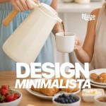 Garrafa Térmica 1L Creme Design Elegante com Cabo de Madeira para Café Chá e Bebidas Quentes Tampa Rosqueável com Sistema de Pressão Mesa Posta Premium - Imagem 2