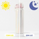 Garrafa Térmica 550ml com Efeito Holográfico e Dupla Saída de Água | Canudo Retátil e Bico, Tampa Antivazamento e Alça (Amarelo) - Imagem 2